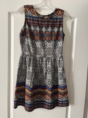 BeBop Black Tribal Tank Dress with Pink, Blue & Yellow Accents